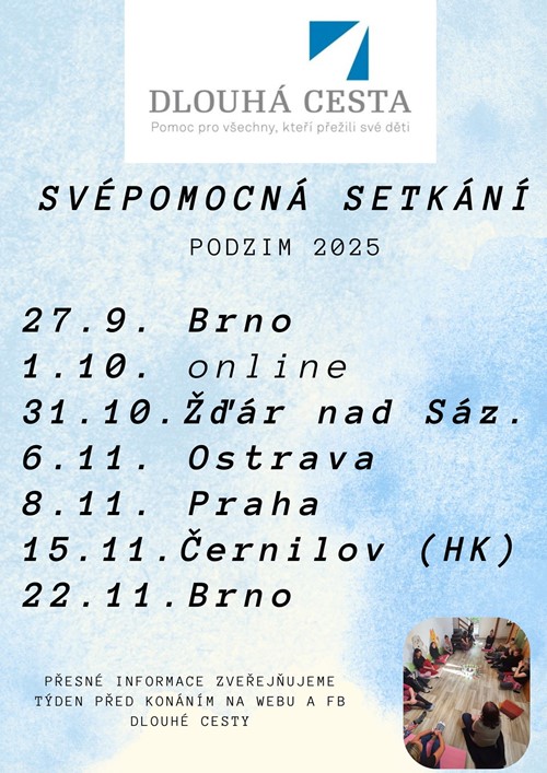 Svépomocná setkání ve 2. pololetí 2025