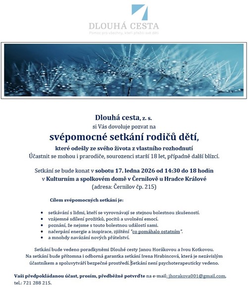 Svépomocné setkání rodičů, jejichž děti si samy vzaly život